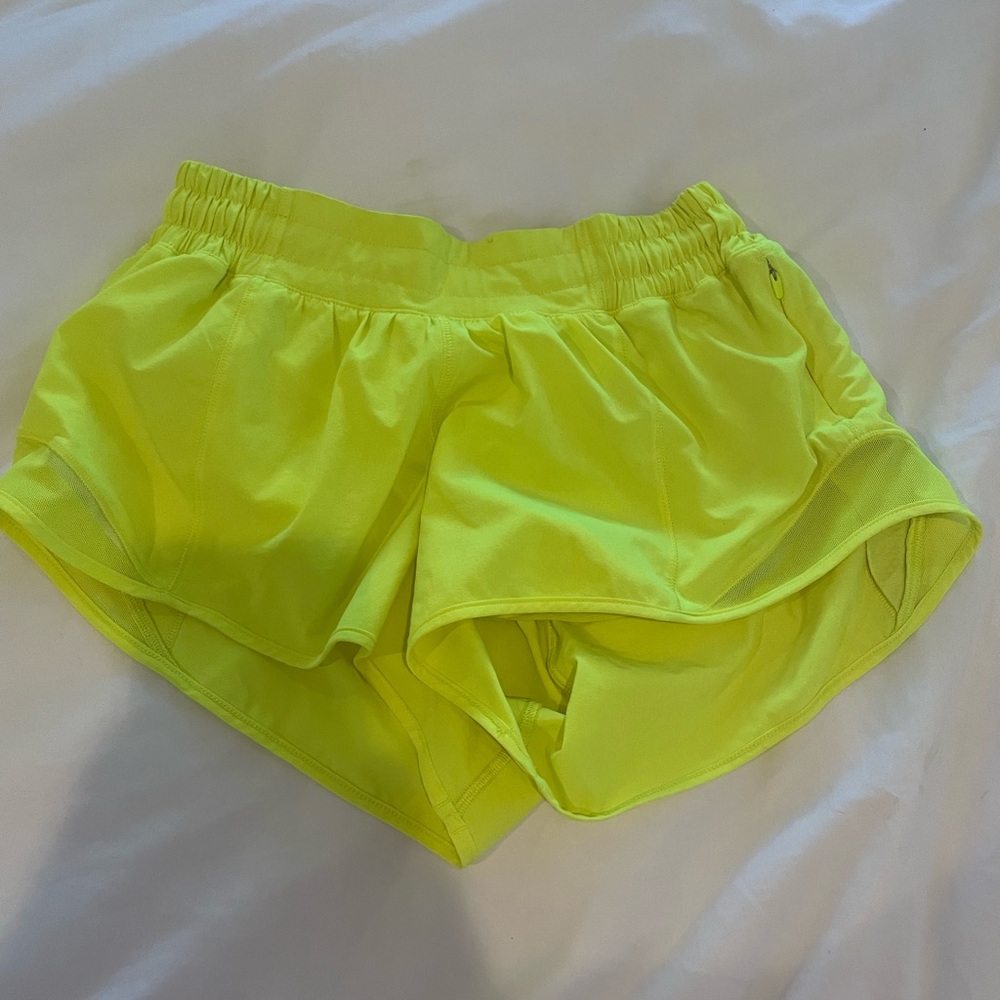 Lululemon Neon Yellow Hotty Hot 2.5 shorts